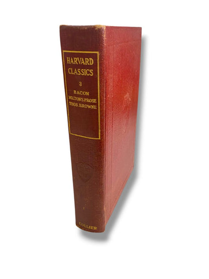 Harvard Classics 3 Bacon Miltons Prose Thos Brown 1909 Hardcover Book