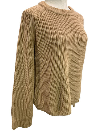 Small Quince Womens Brown Organic Cotton Fisherman Crew Sweater