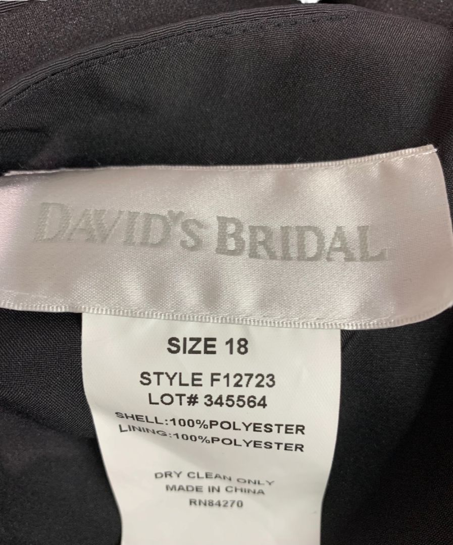 Size 18 Davids Bridal New Black Satin Ruched Waist Dress Knee Length