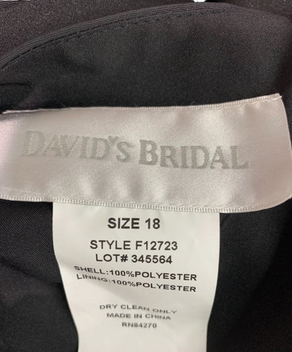 Size 18 Davids Bridal New Black Satin Ruched Waist Dress Knee Length