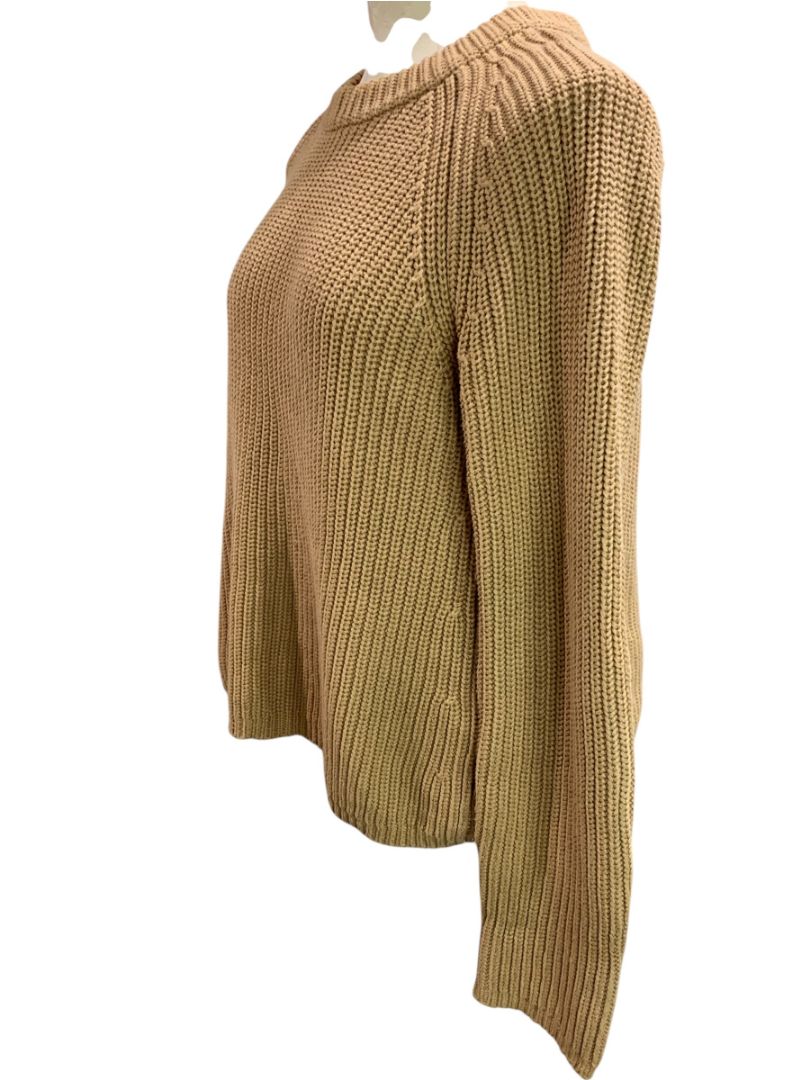 Small Quince Womens Brown Organic Cotton Fisherman Crew Sweater