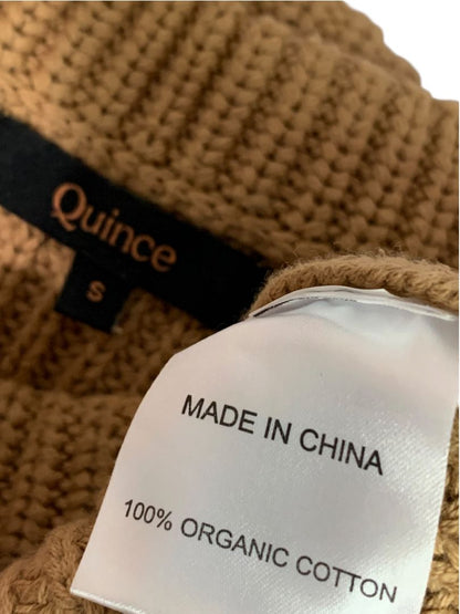 Small Quince Womens Brown Organic Cotton Fisherman Crew Sweater