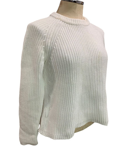 Small Quince Womens White Organic Cotton Fisherman Crew Sweater