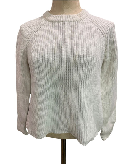 Small Quince Womens White Organic Cotton Fisherman Crew Sweater