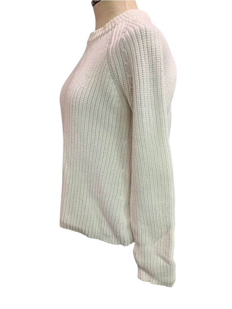 Small Quince Womens White Organic Cotton Fisherman Crew Sweater