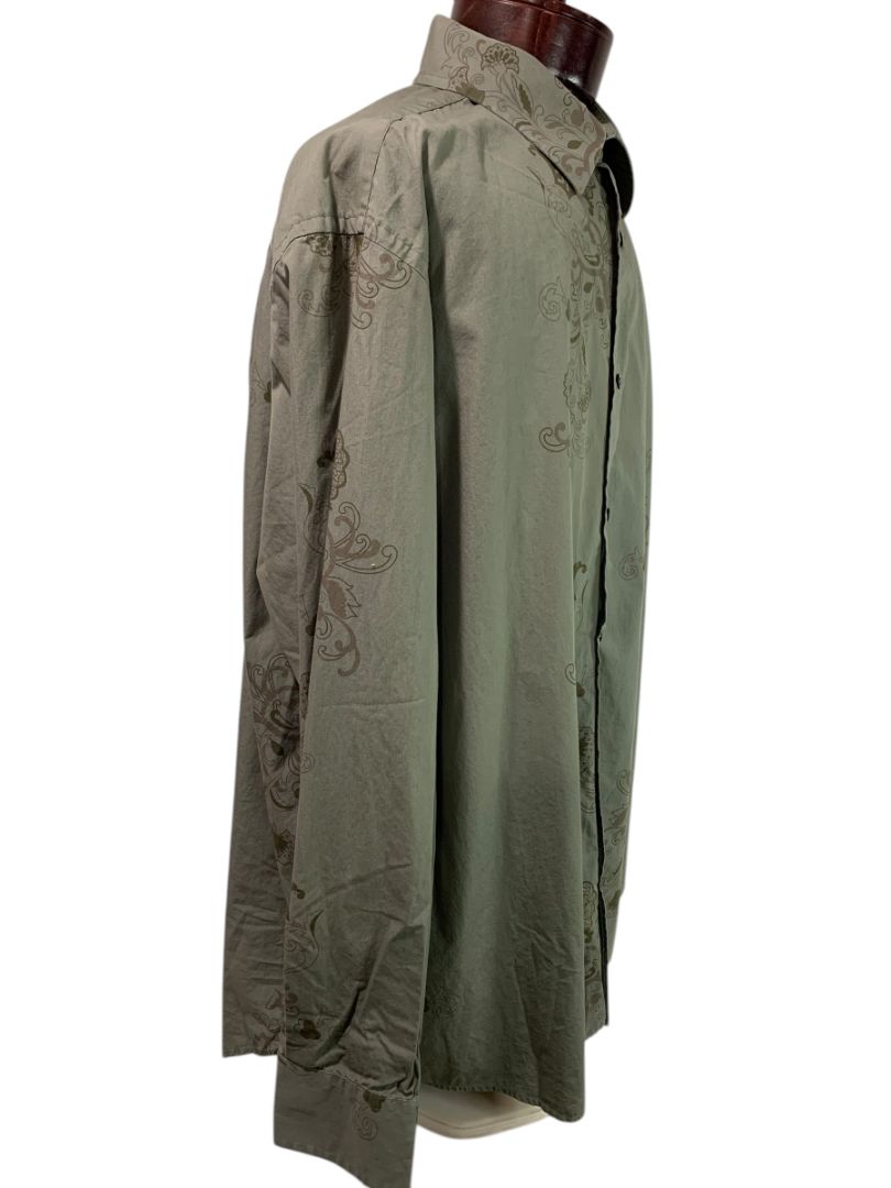 XXL Alfani Mens Green Button Up Long Sleeve Shirt Floral Design