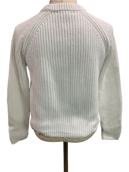 Small Quince Womens White Organic Cotton Fisherman Crew Sweater