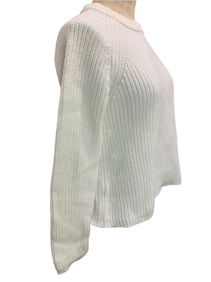 Small Quince Womens White Organic Cotton Fisherman Crew Sweater
