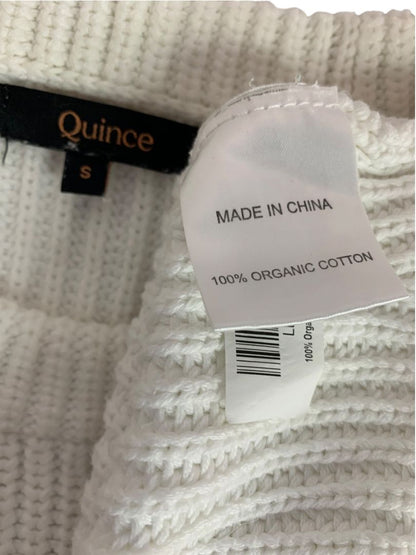 Small Quince Womens White Organic Cotton Fisherman Crew Sweater