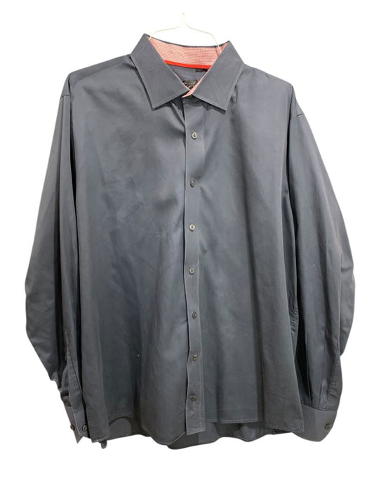 3XL (19 38) LVs Signature Mens Contemporary Fit Button Up Dress Shirt Charcoal