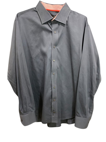 3XL (19 38) LVs Signature Mens Contemporary Fit Button Up Dress Shirt Charcoal
