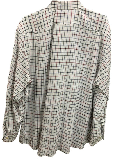 XXL Nautica Mens Button Up Dress Shirt White Black Red Check Wrinkle Resistant