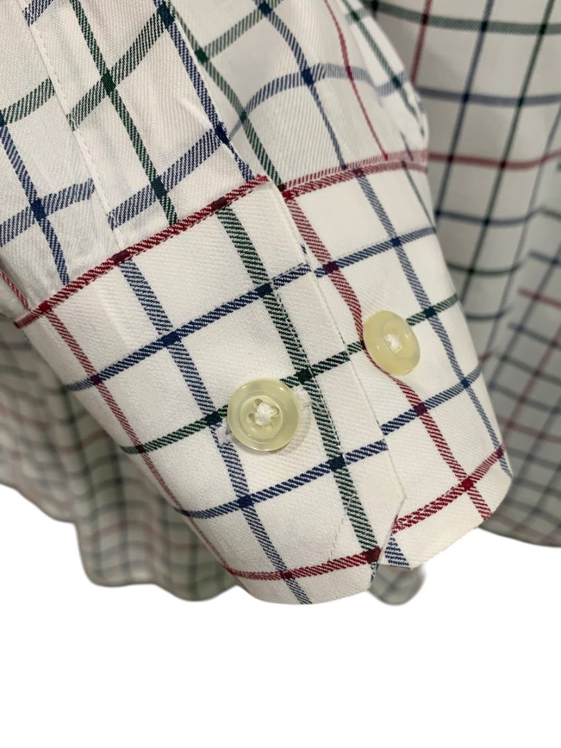 XXL Nautica Mens Button Up Dress Shirt White Black Red Check Wrinkle Resistant