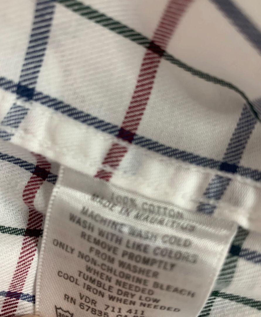 XXL Nautica Mens Button Up Dress Shirt White Black Red Check Wrinkle Resistant