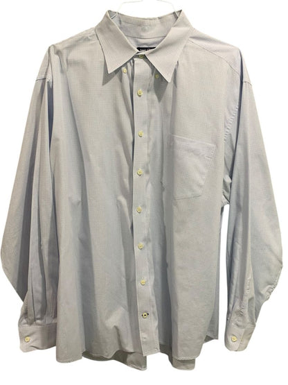 3XL Nautica Mens Wrinkle Resistant Button Down Dress Shirt White Blue Check