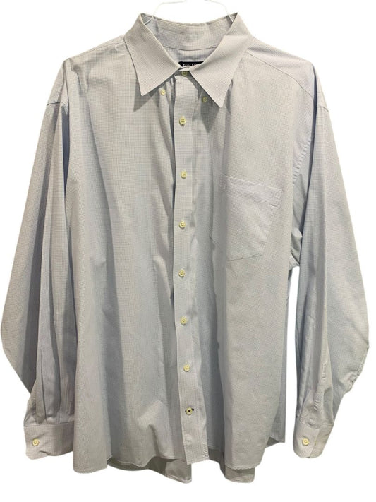 3XL Nautica Mens Wrinkle Resistant Button Down Dress Shirt White Blue Check