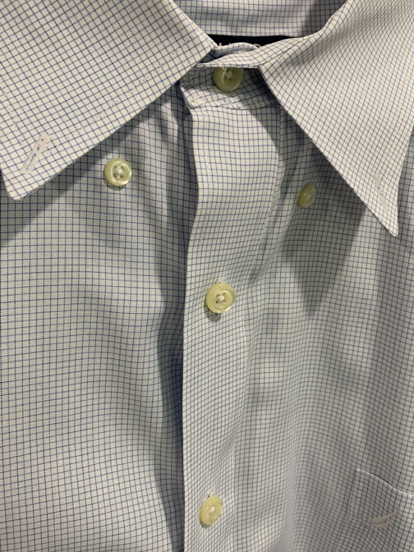 3XL Nautica Mens Wrinkle Resistant Button Down Dress Shirt White Blue Check