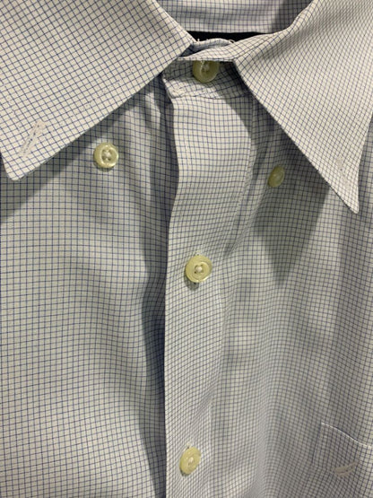 3XL Nautica Mens Wrinkle Resistant Button Down Dress Shirt White Blue Check