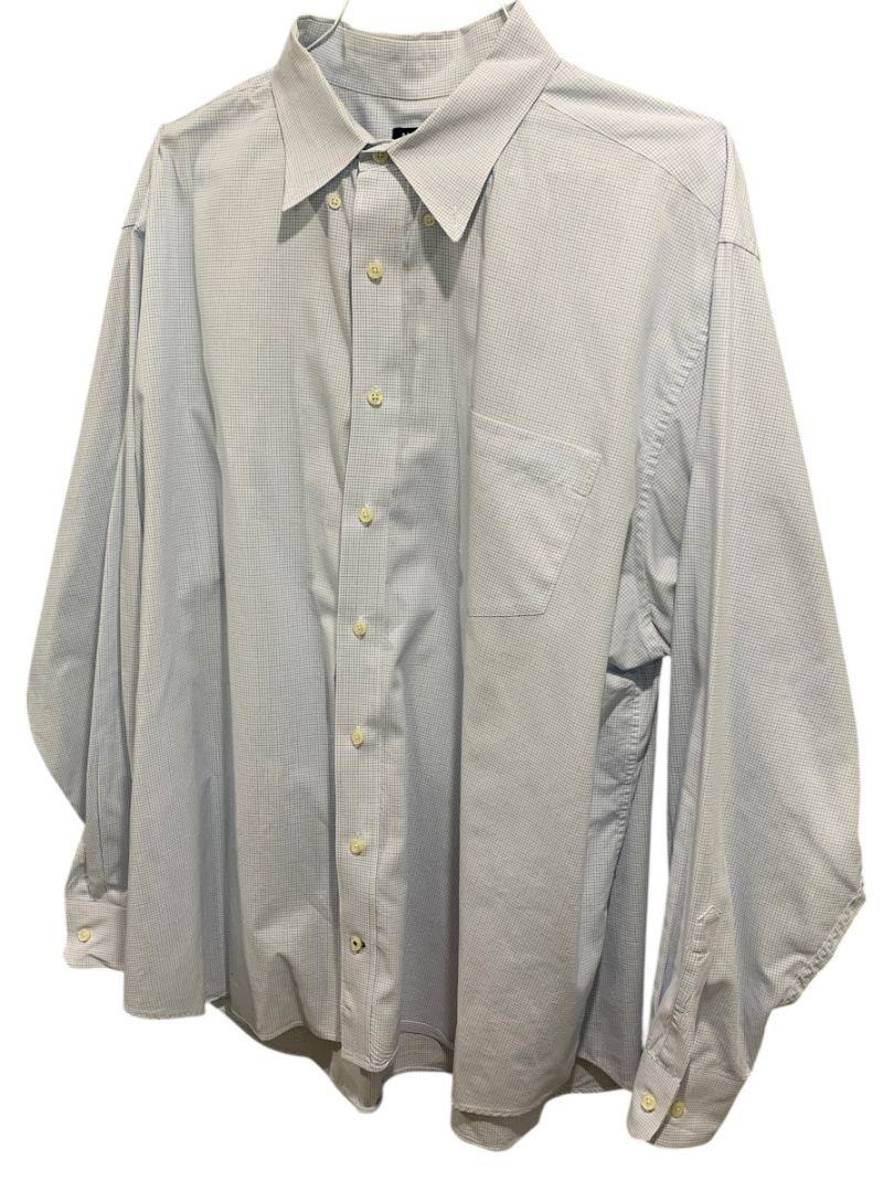3XL Nautica Mens Wrinkle Resistant Button Down Dress Shirt White Blue Check