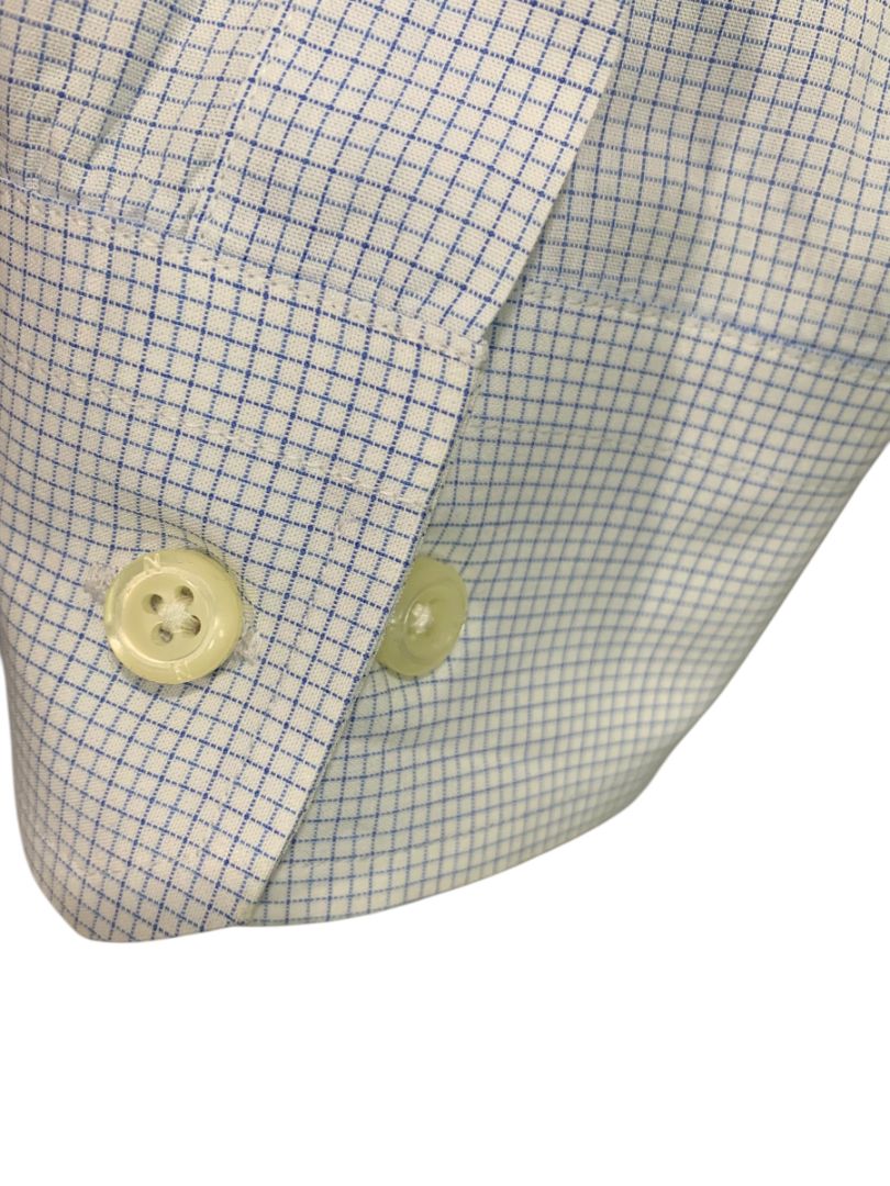 3XL Nautica Mens Wrinkle Resistant Button Down Dress Shirt White Blue Check