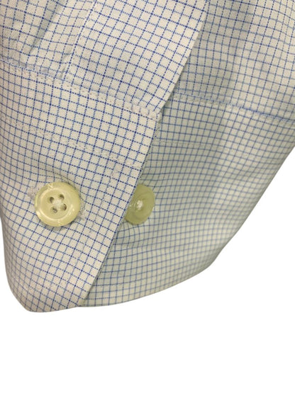 3XL Nautica Mens Wrinkle Resistant Button Down Dress Shirt White Blue Check