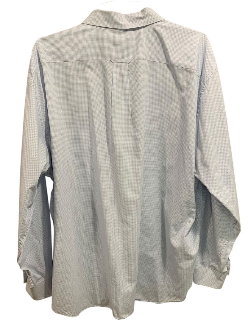 3XL Nautica Mens Wrinkle Resistant Button Down Dress Shirt White Blue Check