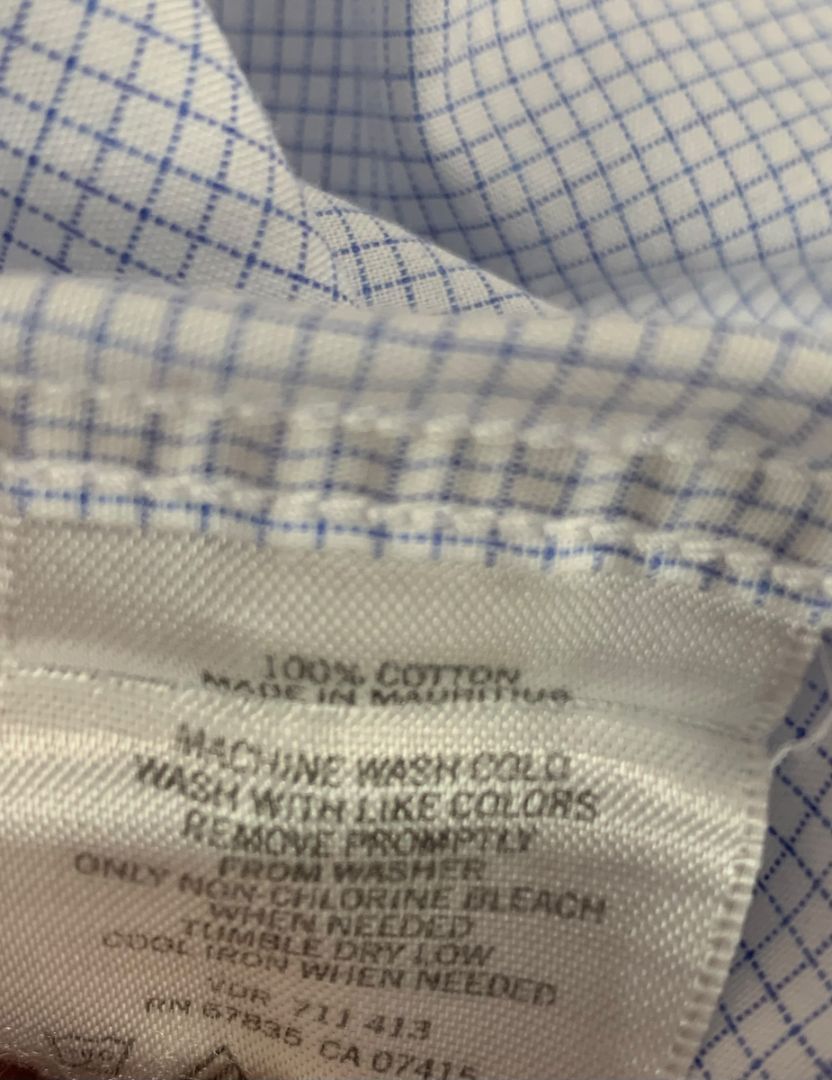 3XL Nautica Mens Wrinkle Resistant Button Down Dress Shirt White Blue Check