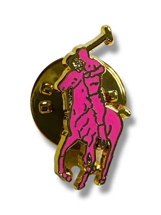 Polo Ralph Lauren Pink Goldtone Lapel Pin Player .9"