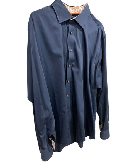 3XL (18.5-19  38) Levinas Contemporary Fit Mens Button Up Dress Shirt Navy Blue