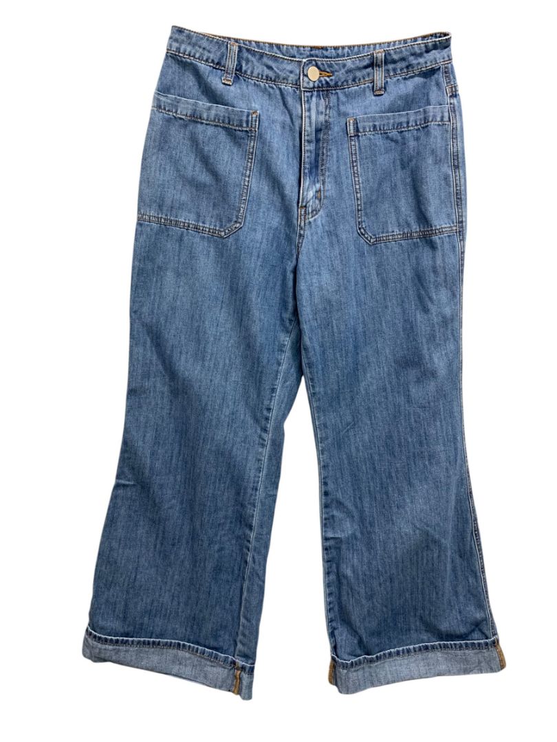 Small Miou Muse Womens Wide Leg Jeans Denim Soft Cuffed