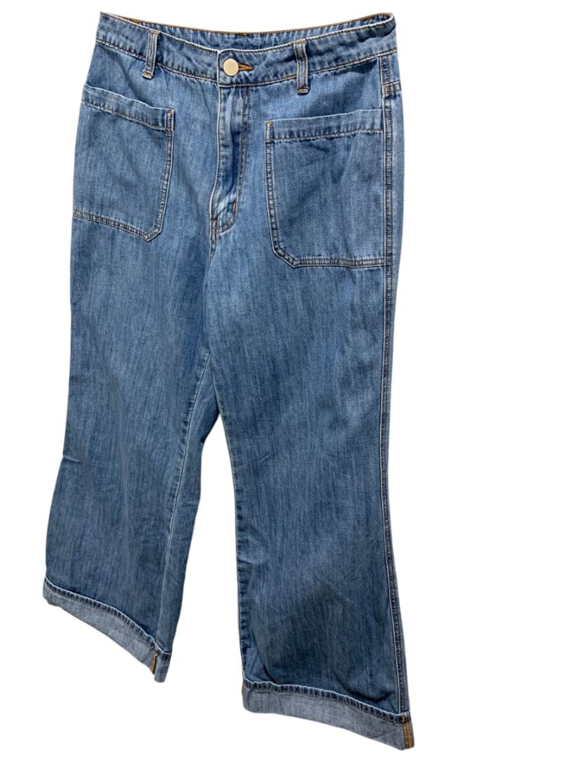 Small Miou Muse Womens Wide Leg Jeans Denim Soft Cuffed