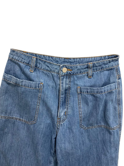 Small Miou Muse Womens Wide Leg Jeans Denim Soft Cuffed