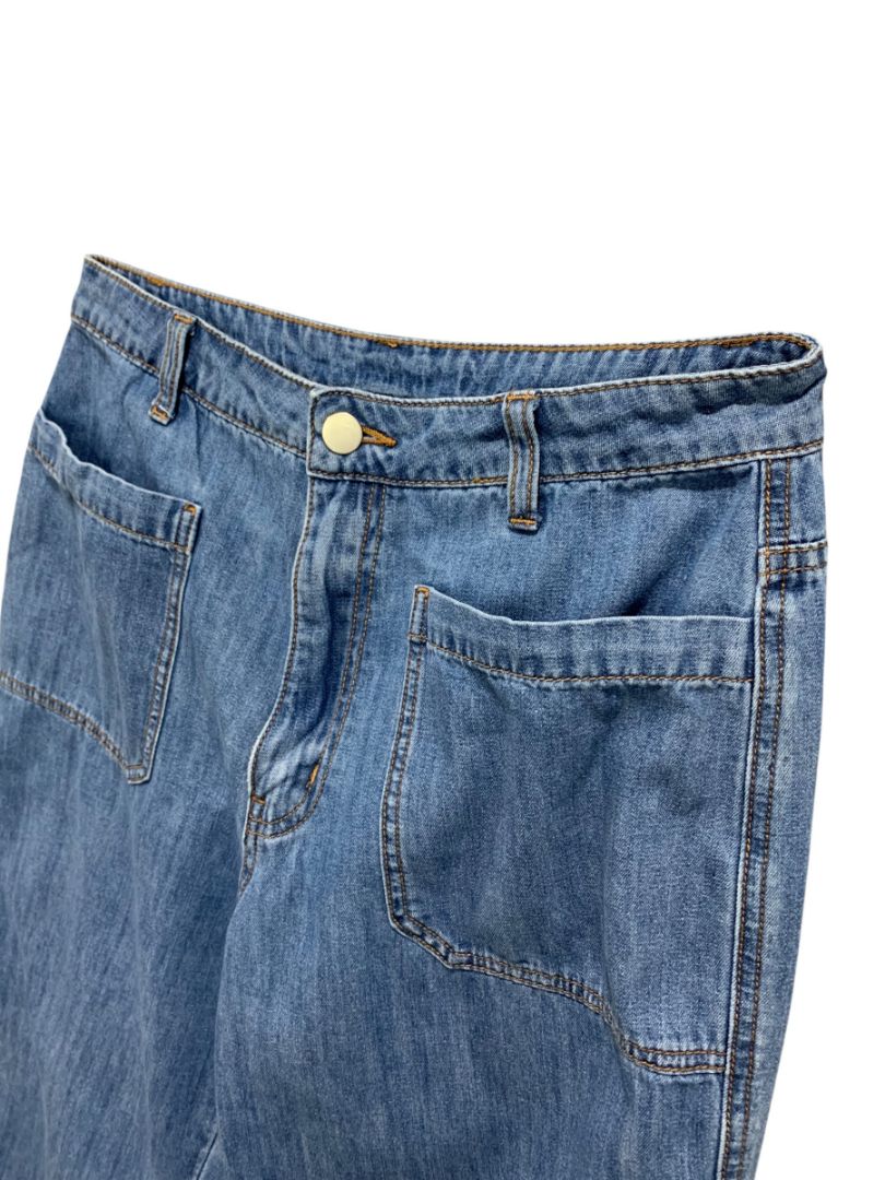 Small Miou Muse Womens Wide Leg Jeans Denim Soft Cuffed