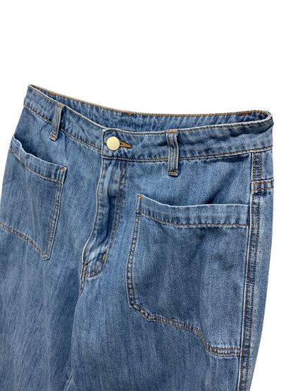 Small Miou Muse Womens Wide Leg Jeans Denim Soft Cuffed