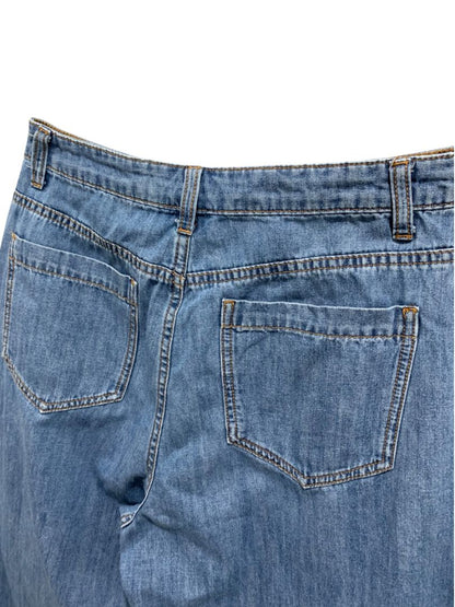 Small Miou Muse Womens Wide Leg Jeans Denim Soft Cuffed