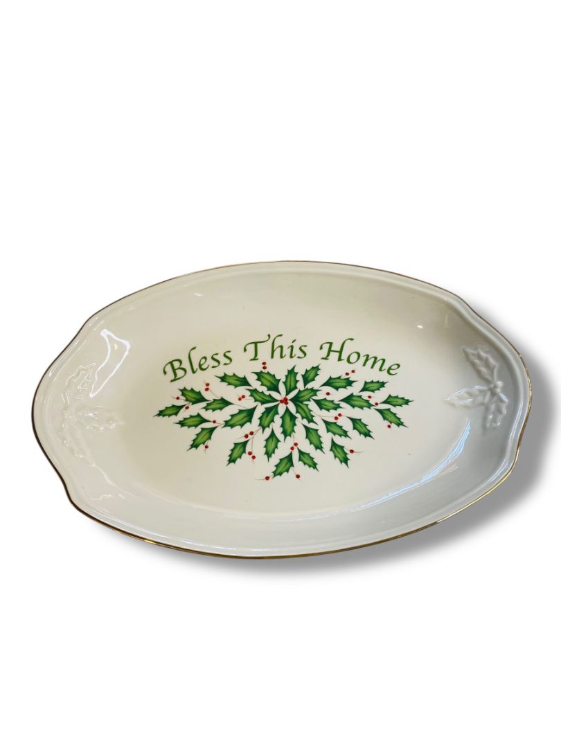Lenox Holiday Dimension Bread Tray Bless This Home 11.25" x 7.5"