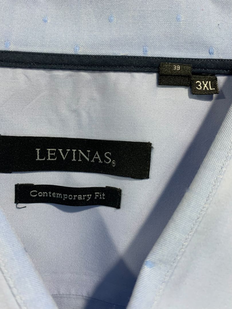 3XL (18.5-19  38) Levinas Contemporary Fit Mens Button Up Dress Shirt Light Blue