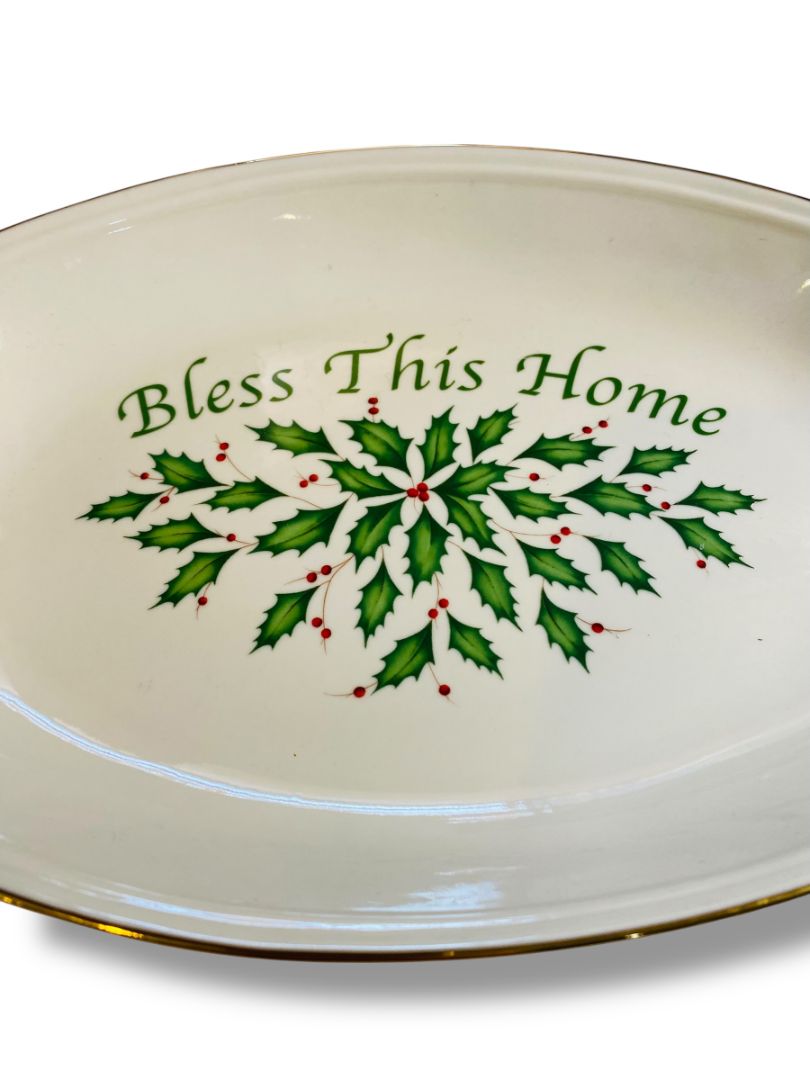 Lenox Holiday Dimension Bread Tray Bless This Home 11.25" x 7.5"