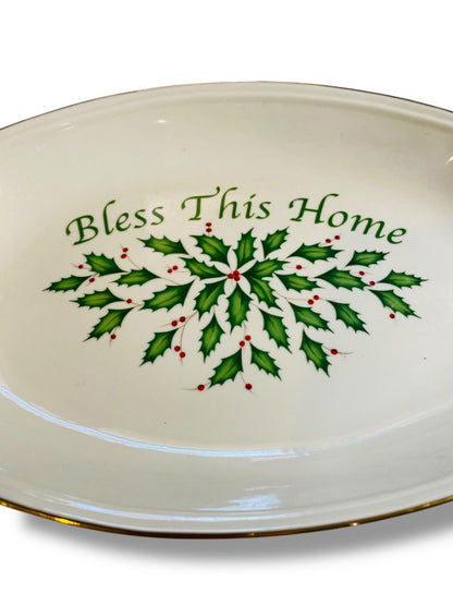 Lenox Holiday Dimension Bread Tray Bless This Home 11.25" x 7.5"
