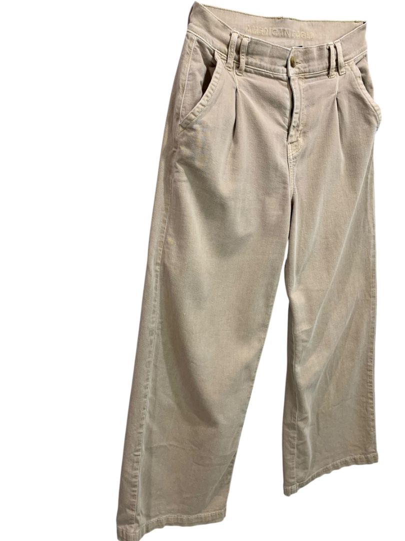 Size 4 American Eagle Womens Tan Stretch Jeans Super High-Rise Wide Leg