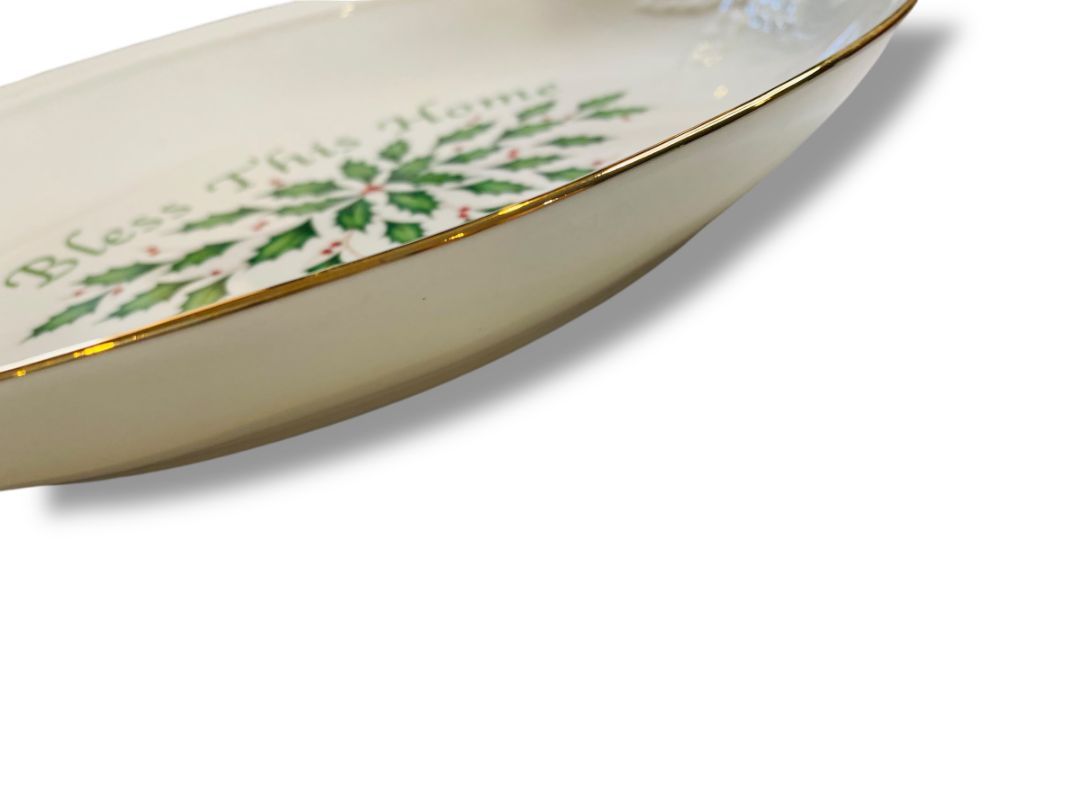 Lenox Holiday Dimension Bread Tray Bless This Home 11.25" x 7.5"