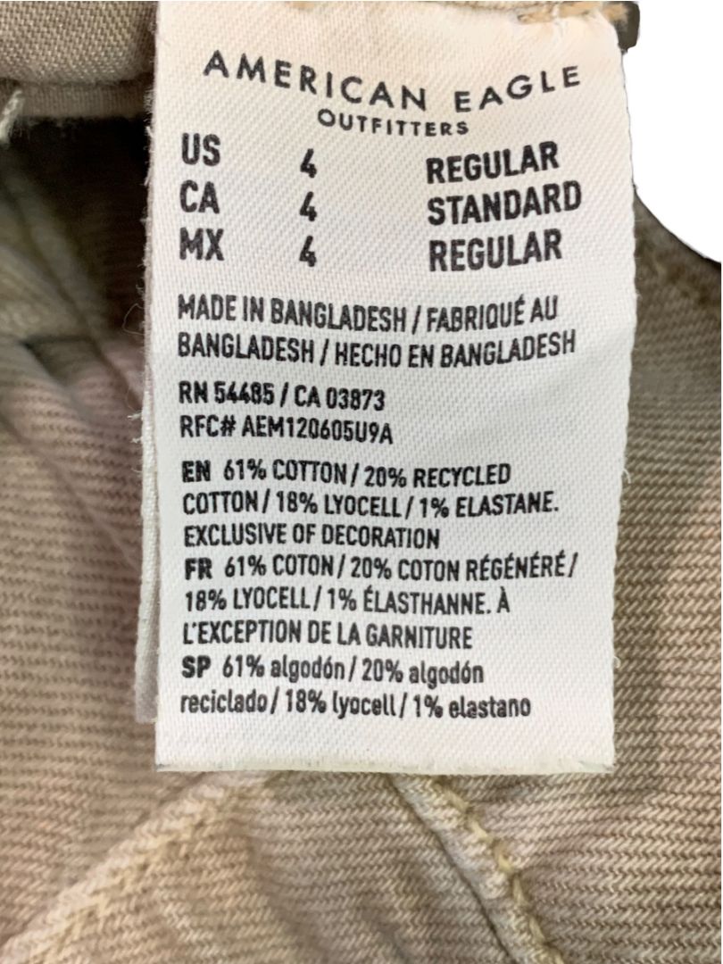 Size 4 American Eagle Womens Tan Stretch Jeans Super High-Rise Wide Leg