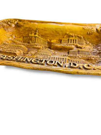 Vintage Silberne Washington DC Tray Faux Carved Wood Resin 13" x 8.4"