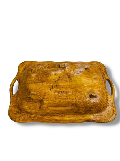 Vintage Silberne Washington DC Tray Faux Carved Wood Resin 13" x 8.4"