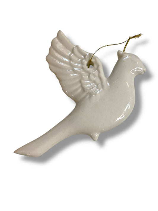 Vintage Lillian Vernon White Porcelain Dove Ornament Christmas 4.5"