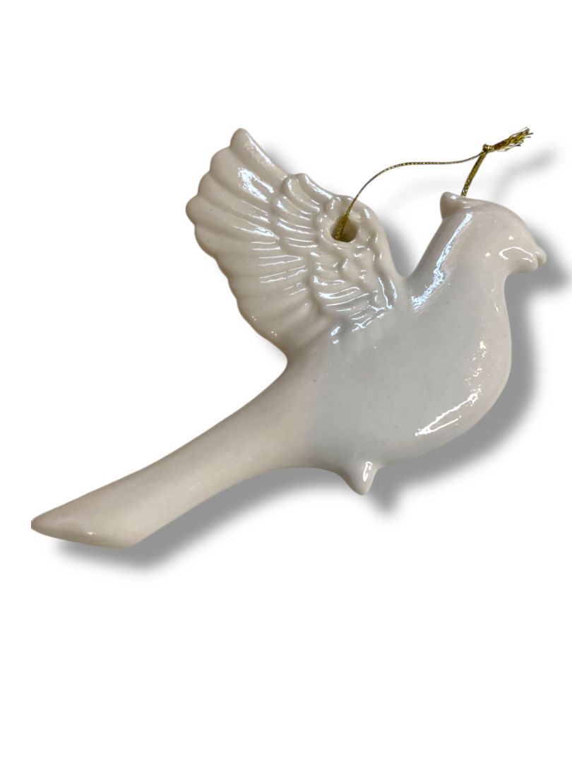 Vintage Lillian Vernon White Porcelain Dove Ornament Christmas 4.5"