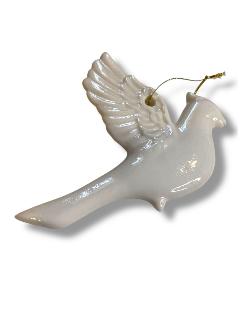 Vintage Lillian Vernon White Porcelain Dove Ornament Christmas 4.5"