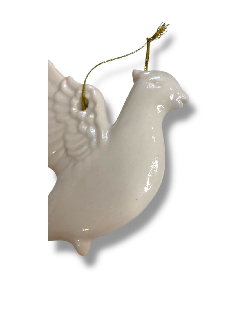 Vintage Lillian Vernon White Porcelain Dove Ornament Christmas 4.5"