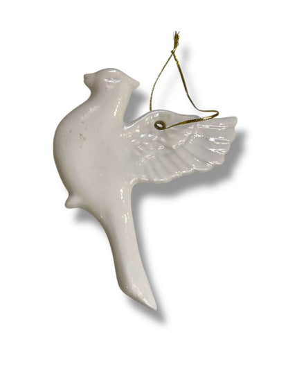 Vintage Lillian Vernon White Porcelain Dove Ornament Christmas 4.5"