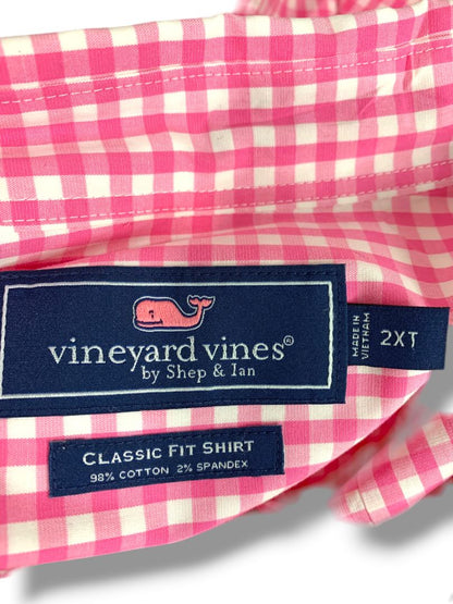 2XT Vineyard Vines Mens Tall Button Down Shirt Pink Gingham Classic Fit